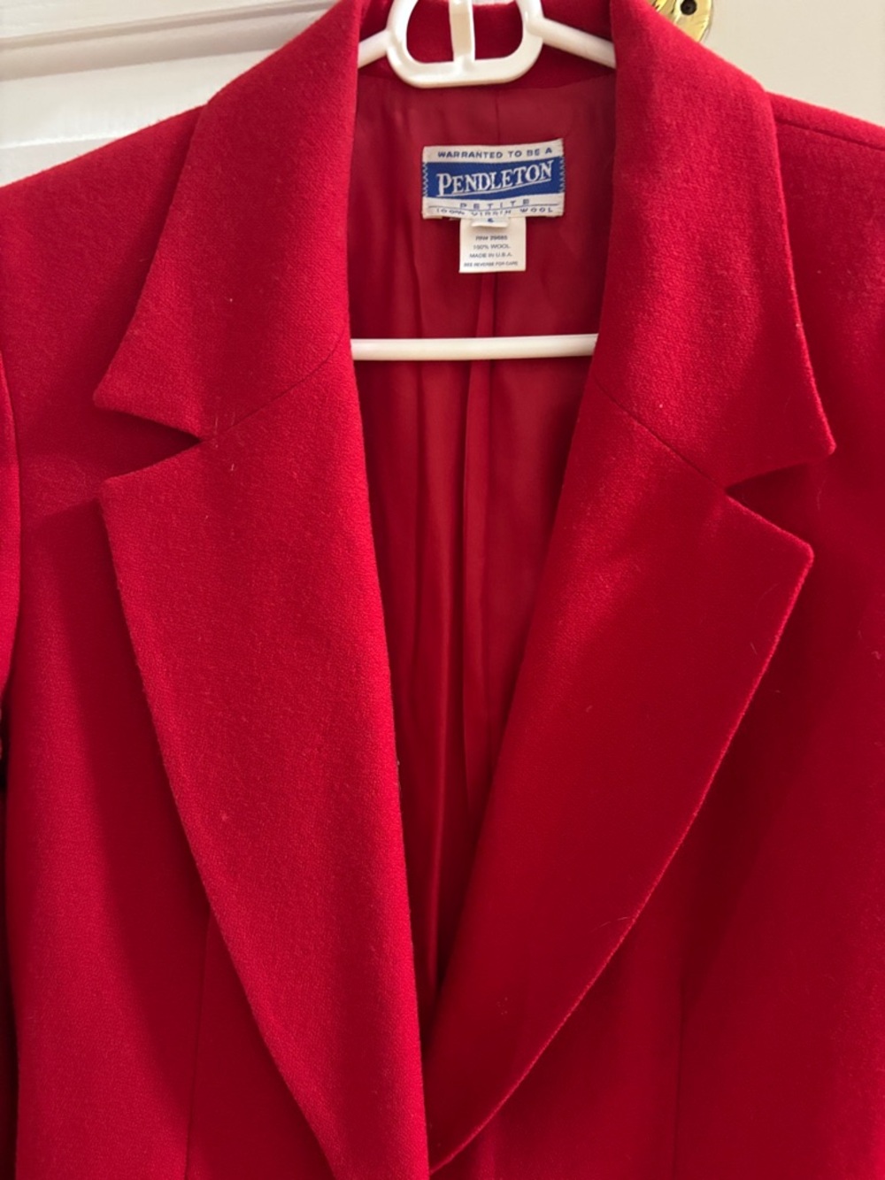 Vintage Pendleton Red 100% Wool Single-Button Blazer with Notch Lapel